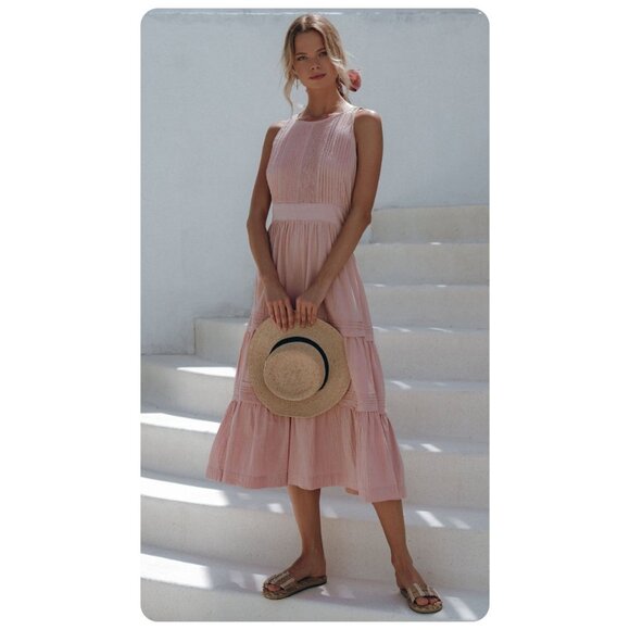 Pampelone Perle Cotton Sleeveless Midi Dress sz S - Picture 2 of 12